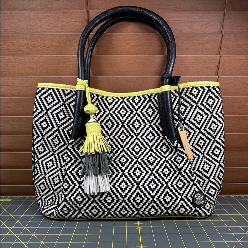 Vince Camuto Black and White Geometric Shoulder Bag